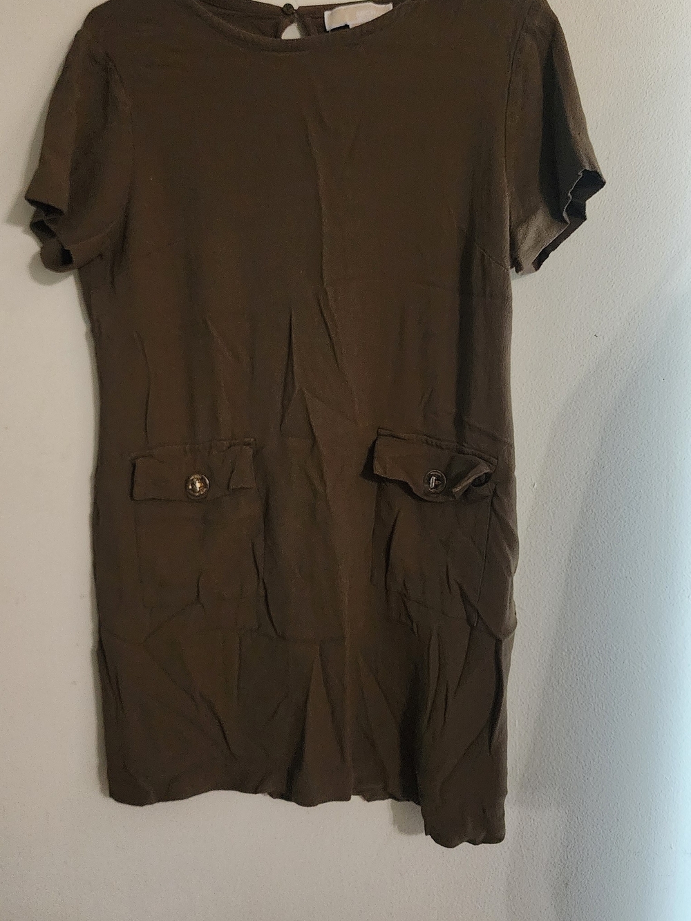 MICHAEL Michael Kors Olive Green Utility Short Sleeve Cargo Dress Size L